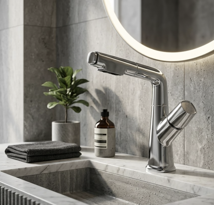 Mitigeur Lavabo Droit en Acier Inoxydable - Lovinox TUKA
