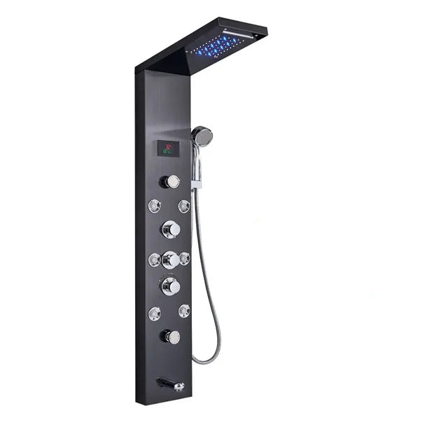 Colonne de douche en Nickel Brossé LED - Lovinox Aqualium