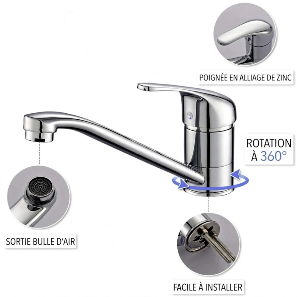 Mitigeur Cuisine Flexible Chrome - Lovinox FLEX-VORTEX