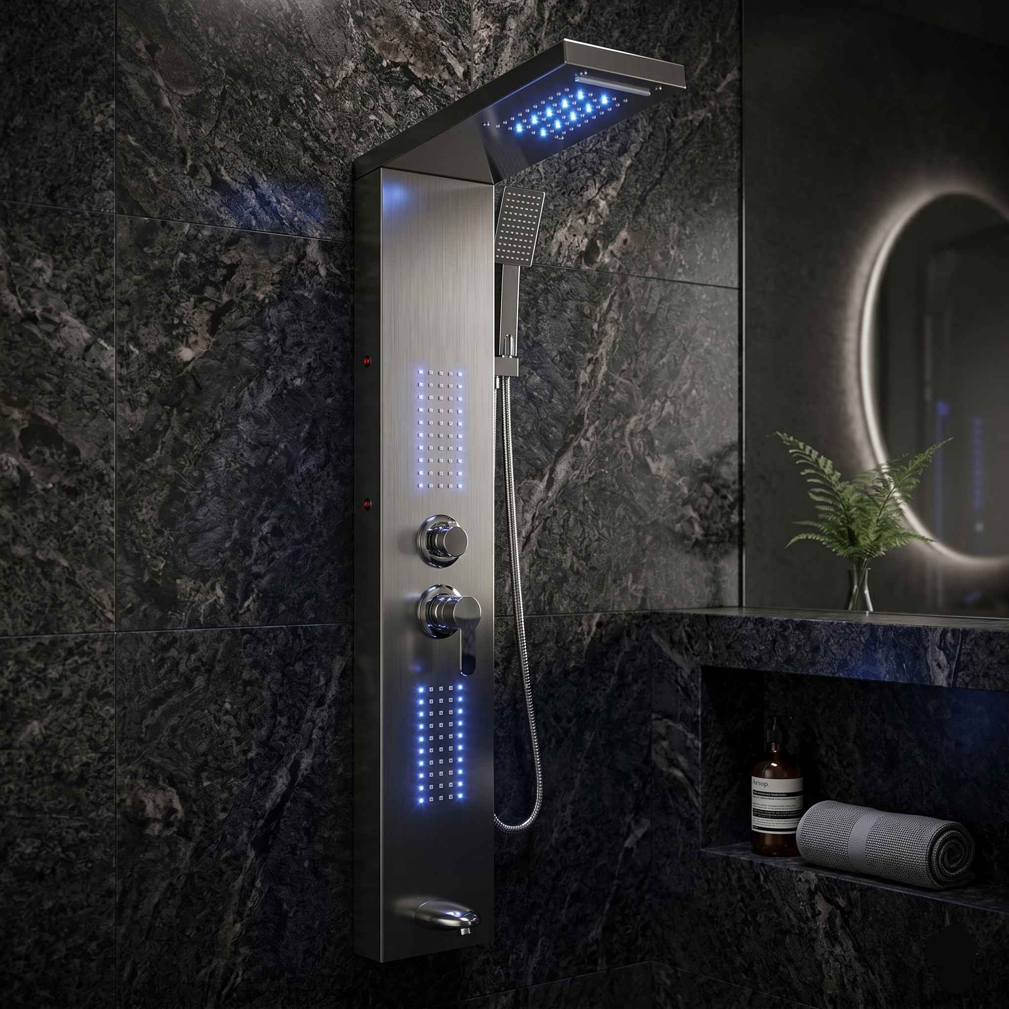 Lovinox Orion - Colonne de douche LED Inox Brossé ou Noir