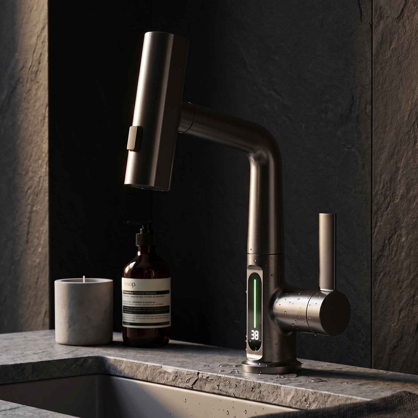 Mitigeur Lavabo Extractible avec Affichage Digital - Lovinox VELA