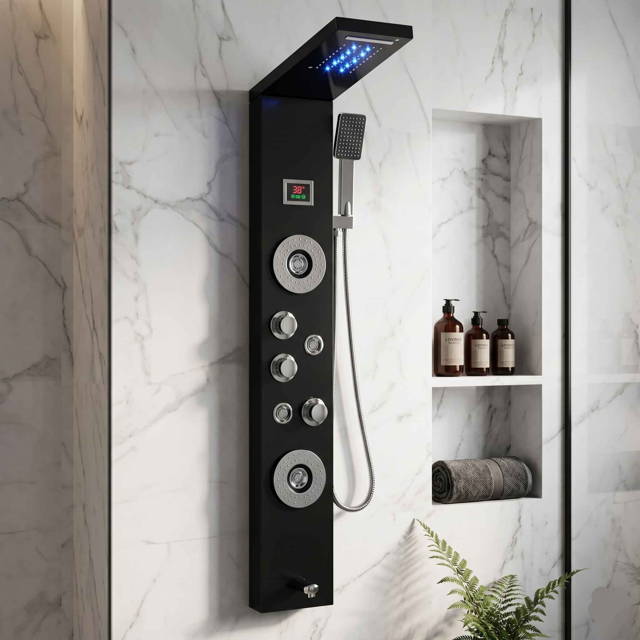 Colonne de douche LED hydromassante - Lovinox Hydropolis